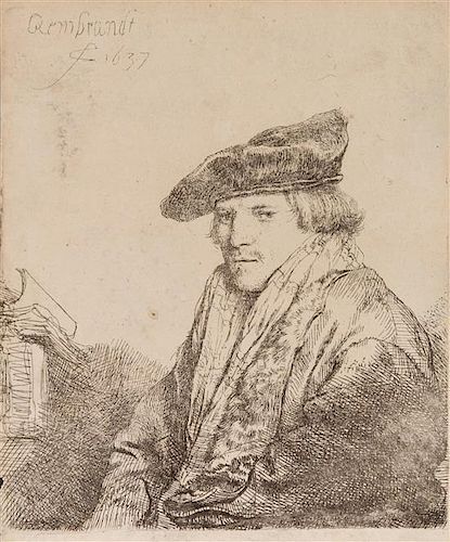 Rembrandt van Rijn, (Dutch 1606-1669), A Young Man in a Velvet Cap (Portrait of Ferdinand Bol), 1637