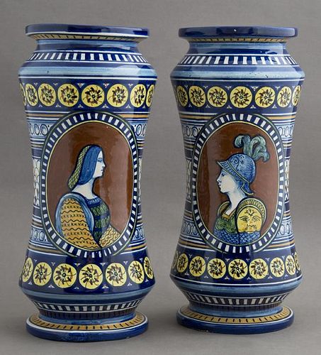 Pair of Continental Ceramic Waisted Vases, early 2