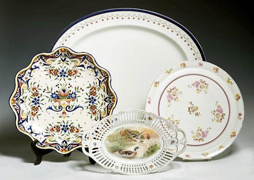 Four Pieces of Porcelain, consisting of a majolica