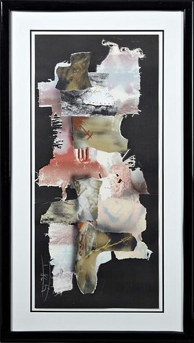 Laslo Duz, "Collage," 20th c., monoprint, signed l