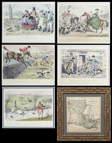 Group of Six Prints, 19th c., consisting of a hand