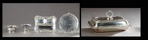 Five Pieces of English and American Silverplate Ta