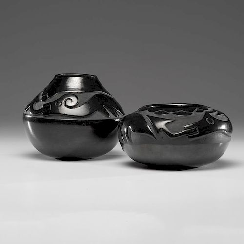 Juanita Gonzales (San Ildefonso, 1909-1988) Carved Pottery Jars