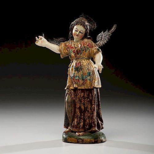 Spanish Colonial Arch Angel from the Escuela Quitena From an Arizona Collector