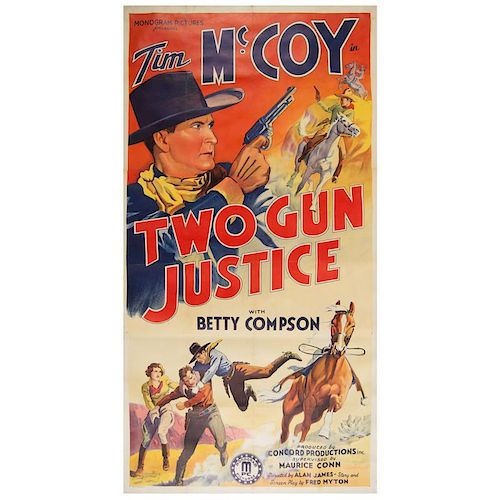Tim McCoy in Two Gun Justice Chromolithograph Movie Poster From the Collection of Marty Stuart