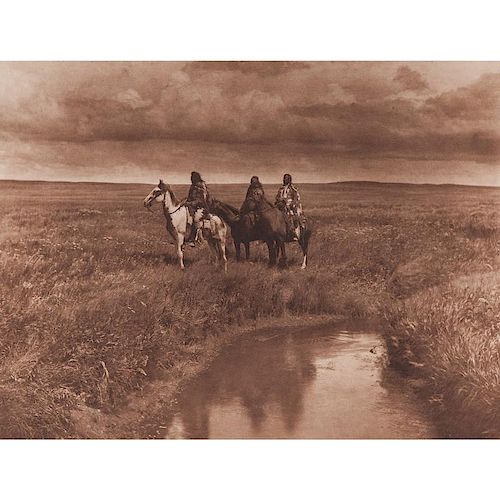 Edward Curtis (American, 1868-1952) Photogravure, The Three Chiefs - Piegan