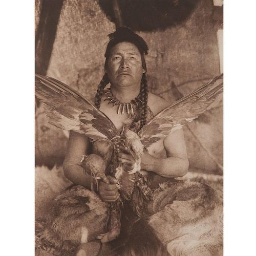 Edward Curtis (American, 1868-1952) Photogravure, Placating the Spirit of a Slain Eagle - Assiniboin