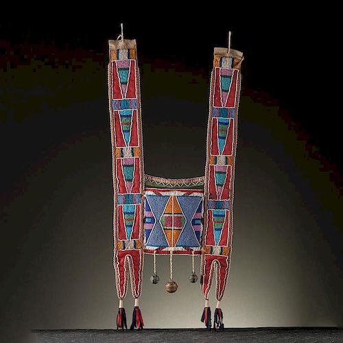 Crow Beaded Hide Martingale From an Important Denver, Colorado Collector