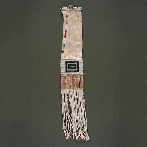 Sioux Beaded Hide Tobacco Bag From an Important Denver, Colorado Collector