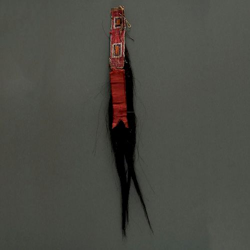 Northern Plains Quilled Hide Hair Drop From the Collection of The Rick Mach