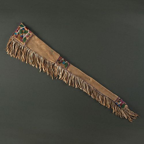 Athabaskan Beaded and Quilled Hide Rifle Scabbard From the Collection of John O. Behnken, Georgia