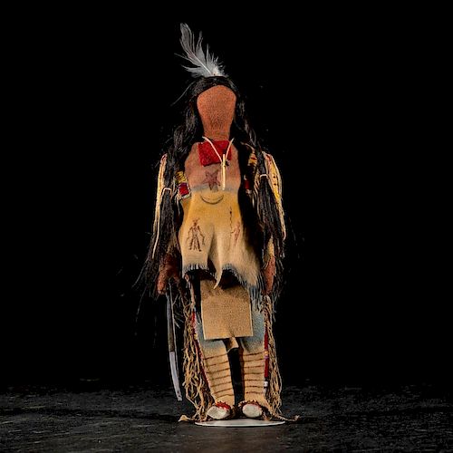 Tim Lammers, Ivan Knife, (Oglala Sioux, 20th century) Quilled Hide Warrior Doll