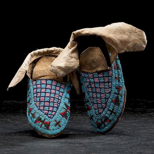 Northern Plains Beaded Hide Moccasins From a Minnesota Collector