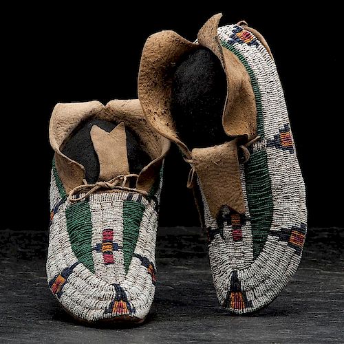 Cheyenne Beaded Hide Moccasins From an Important Denver, Colorado Collector