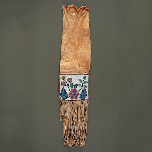 Ho-Chunk [Winnebago] Beaded Smoke-tanned Hide Tobacco Bag From the Monroe Killy (1910-2010) Collection