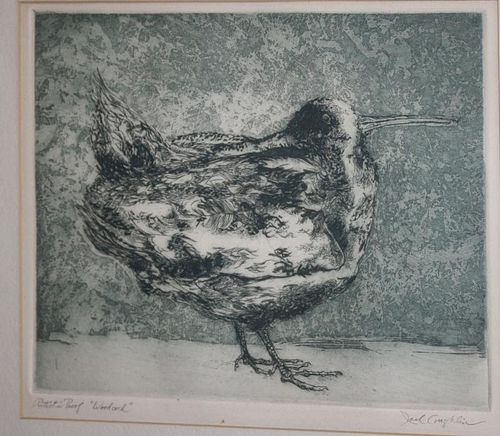 Jack Cloughlin(American 1932-) Woodcock aquatint and engraving signed lower margin 8 x 10"