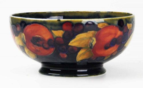 Moorcroft pomegranate pattern art pottery footed bowl 3.5" x 7.25"