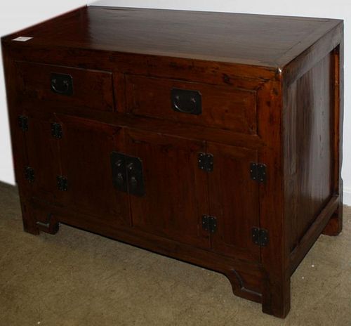 Chinese elm chest 2 drawers over 2 doors, good condition. Early 20th c. 41½"w x 18"d x 33¼"h.