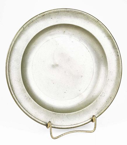 early 19th c American pewter plate signed Boardman & Co., New York, 9 1/4”, clearly marked, few dents