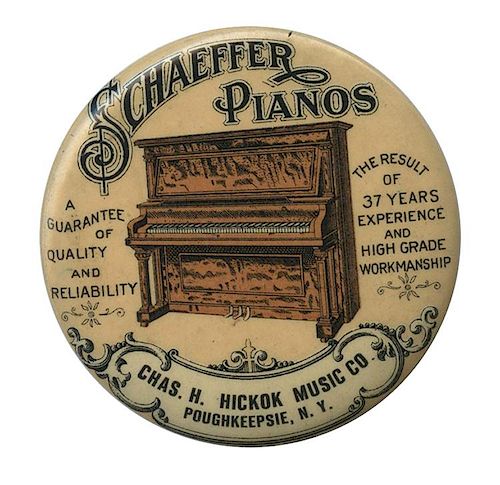 Schaeffer Pianos Round Celluloid Pocket Mirror