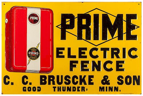 Prime Electric Fence Tin Advertising Sign