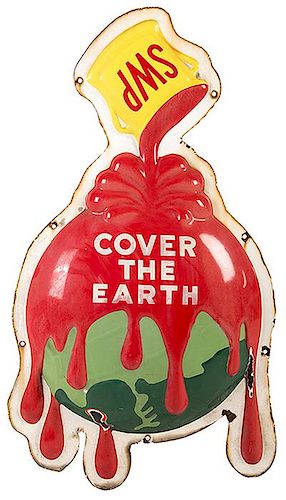 SWP ñCover the Earthî Die Cut Porcelain Advertising Sign