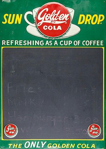 Sun-Drop Golden Girl Cola Tin Diner Blackboard Sign