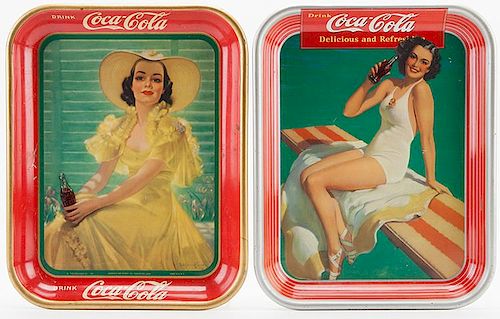 Two Vintage Coca-Cola Advertising Trays