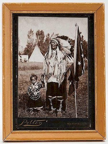 Cabinet Card Portrait of Native American Man and Child