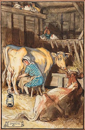 Milkmaid in Barn