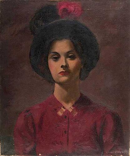 Woman in Red with Hat