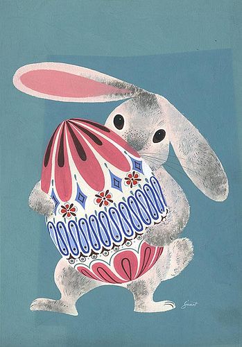 Bunny Rabbit and Easter Egg Cover Illustration