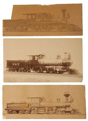 Group of Three Large-Format Photographs of Steam Locomotive Engines