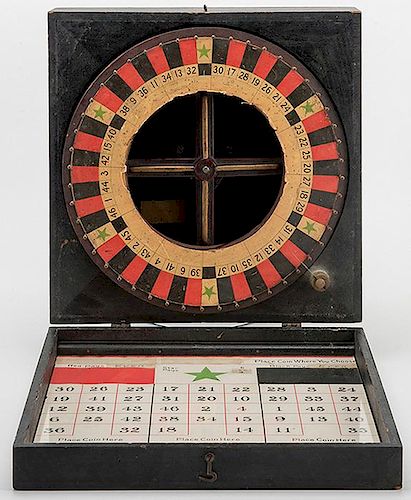 Roulette Style Trade Stimulator in Wood Box with Layout in Lid