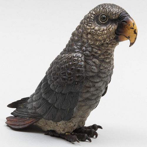 Austrian Geschutzt Cold Painted Bronze Model of a Parrot
