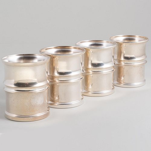 Set of Four Tiffany & Co. Silver Faux Bamboo Tumblers