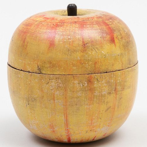 Painted Wood Apple Form Tea Caddy