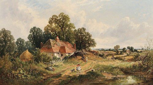 James Edwin Meadows (British, 1828-1888)      A Sussex Farmstead