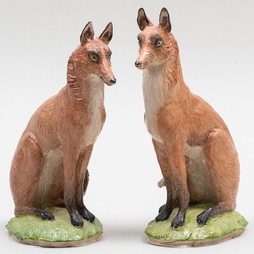 Pair of Lady Anne Gordon Porcelain Models of Foxes
