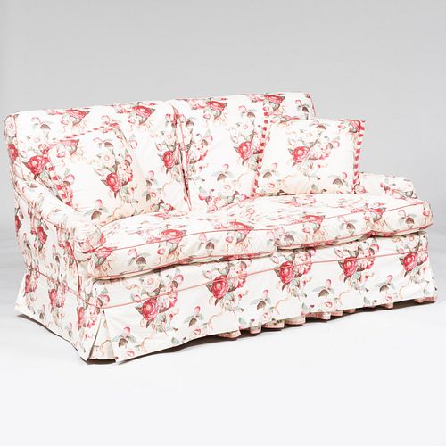 Chintz Slipcover Upholstered Two Seat Sofa