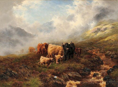 Sydney Robert Watson (British, 1892-1976)      Highland Cattle in a Landscape