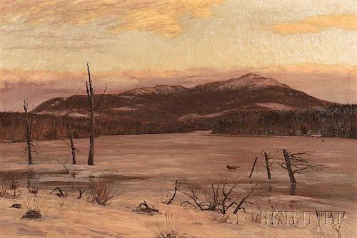 William Preston Phelps (American, 1848-1923)      Winter Landscape with a Lone Fox
