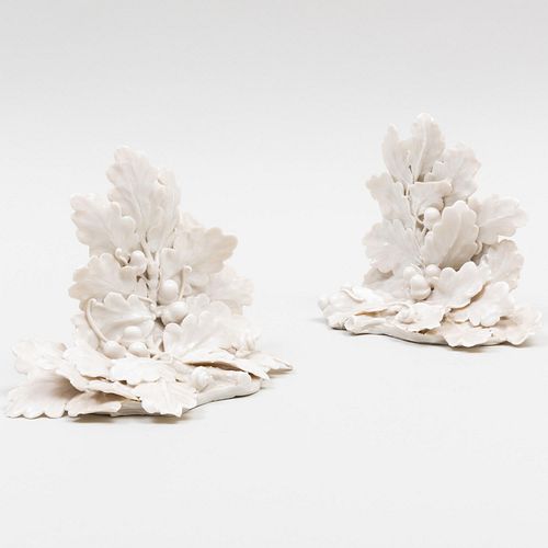 Pair of Lady Anne Gordon Porcelain Models of Oak Leaves