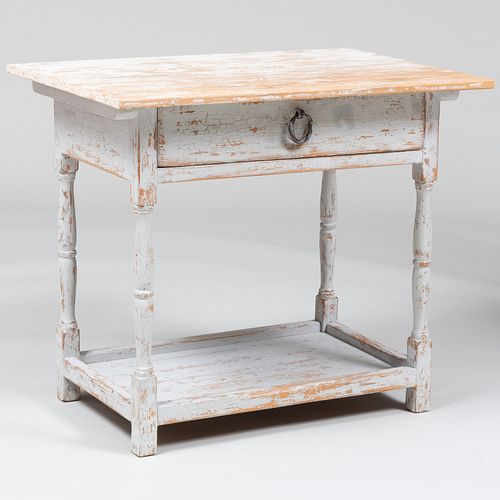 Rustic Painted Pine Side Table