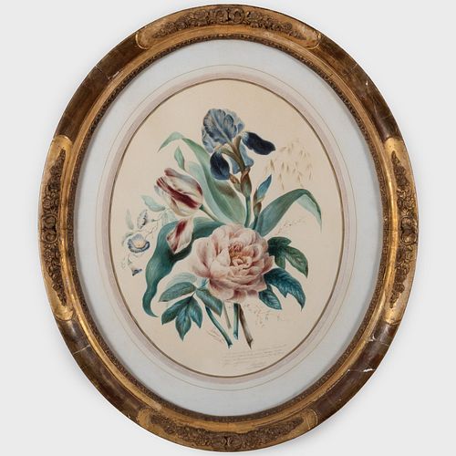 French School: Roses: A Pair of Rondels