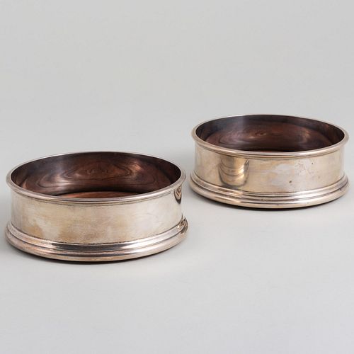 Pair of English Silver Bottle Coasters
