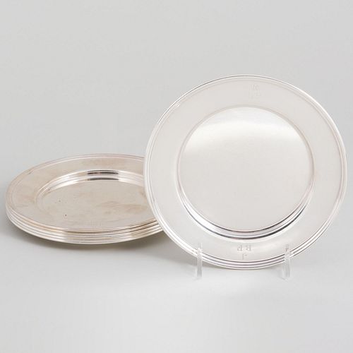 Set of American Six Monogrammed Silver Side Plates