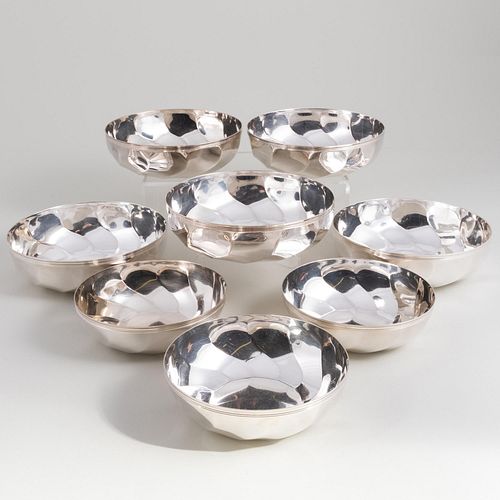 Set of Eight Christofle Silver Plate Serving Bowls in Two Sizes