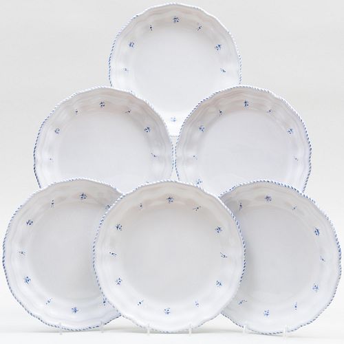 Set of Eleven French Blue Decorated Faience Plates