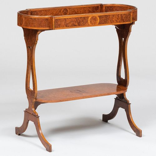 Early Victorian Burlwood and Tulipwood Parquetry Vide Poche, in the French Taste